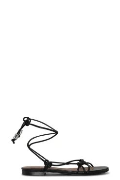 Store GANNI Flache Sandalen Mit Schwarzen Knoten Black