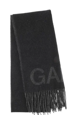 New GANNI Fransen-Schal Mit Logo Black