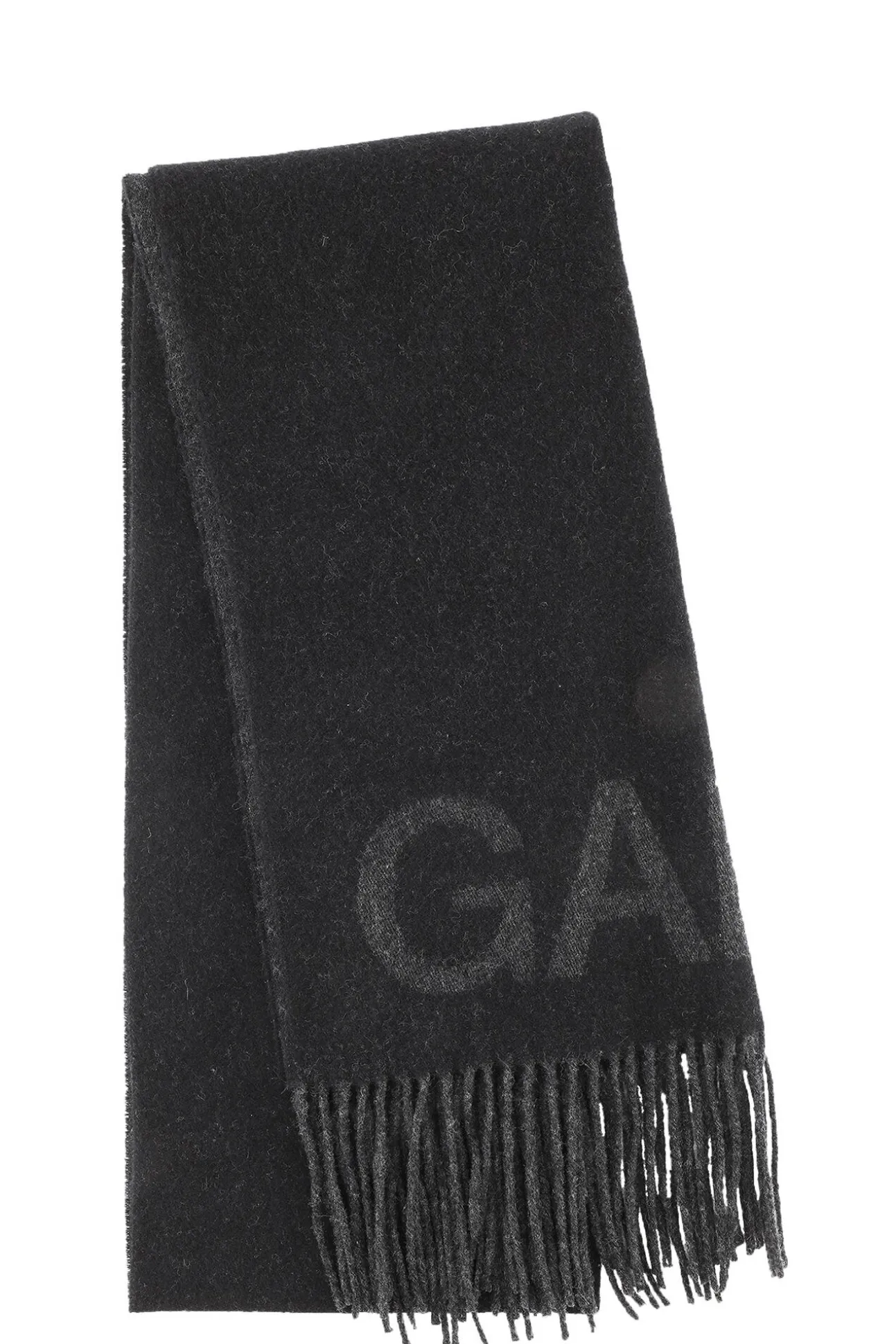 New GANNI Fransen-Schal Mit Logo Black