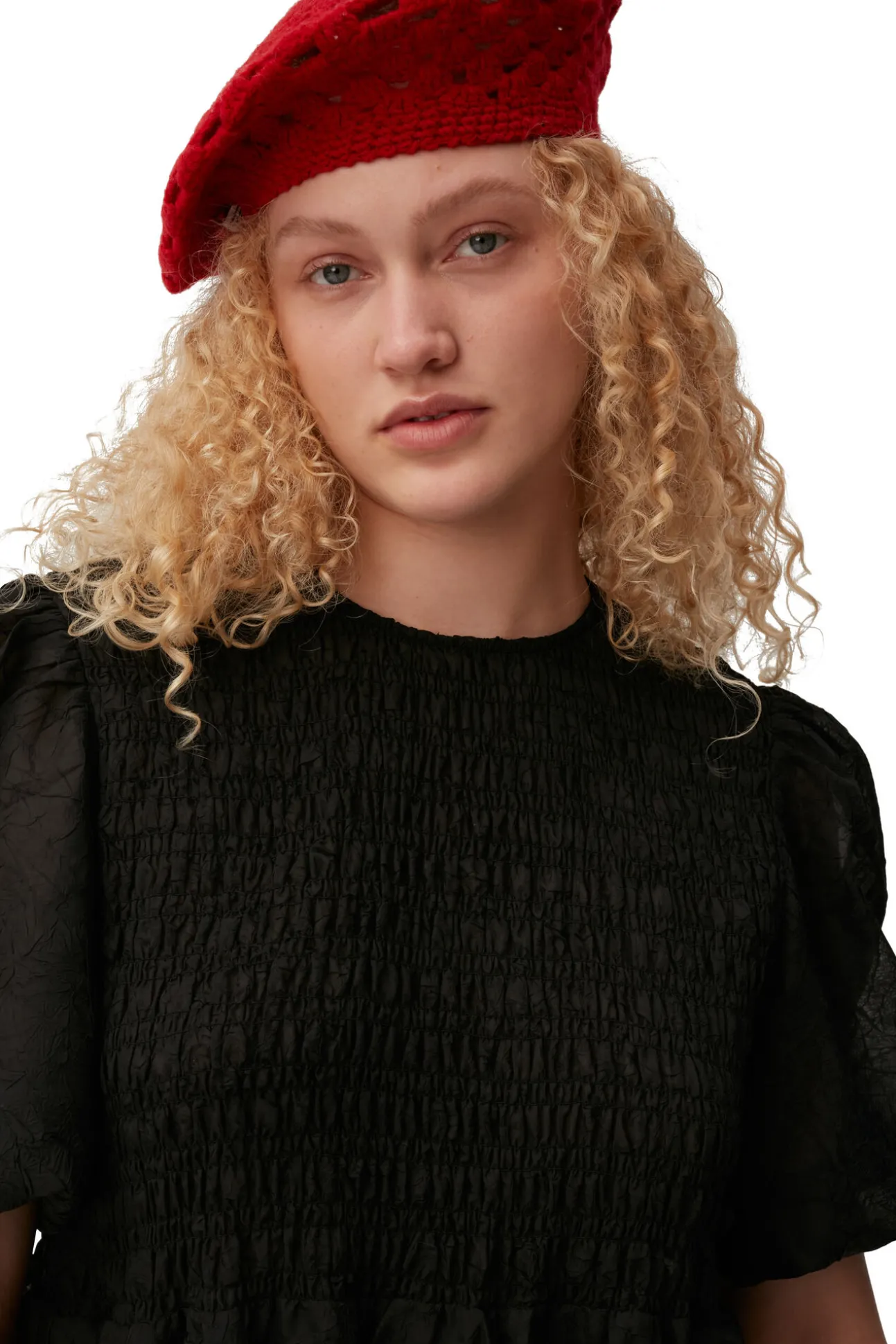 Flash Sale GANNI Gehakelte Baskenmutze Aus Wool Fiery Red
