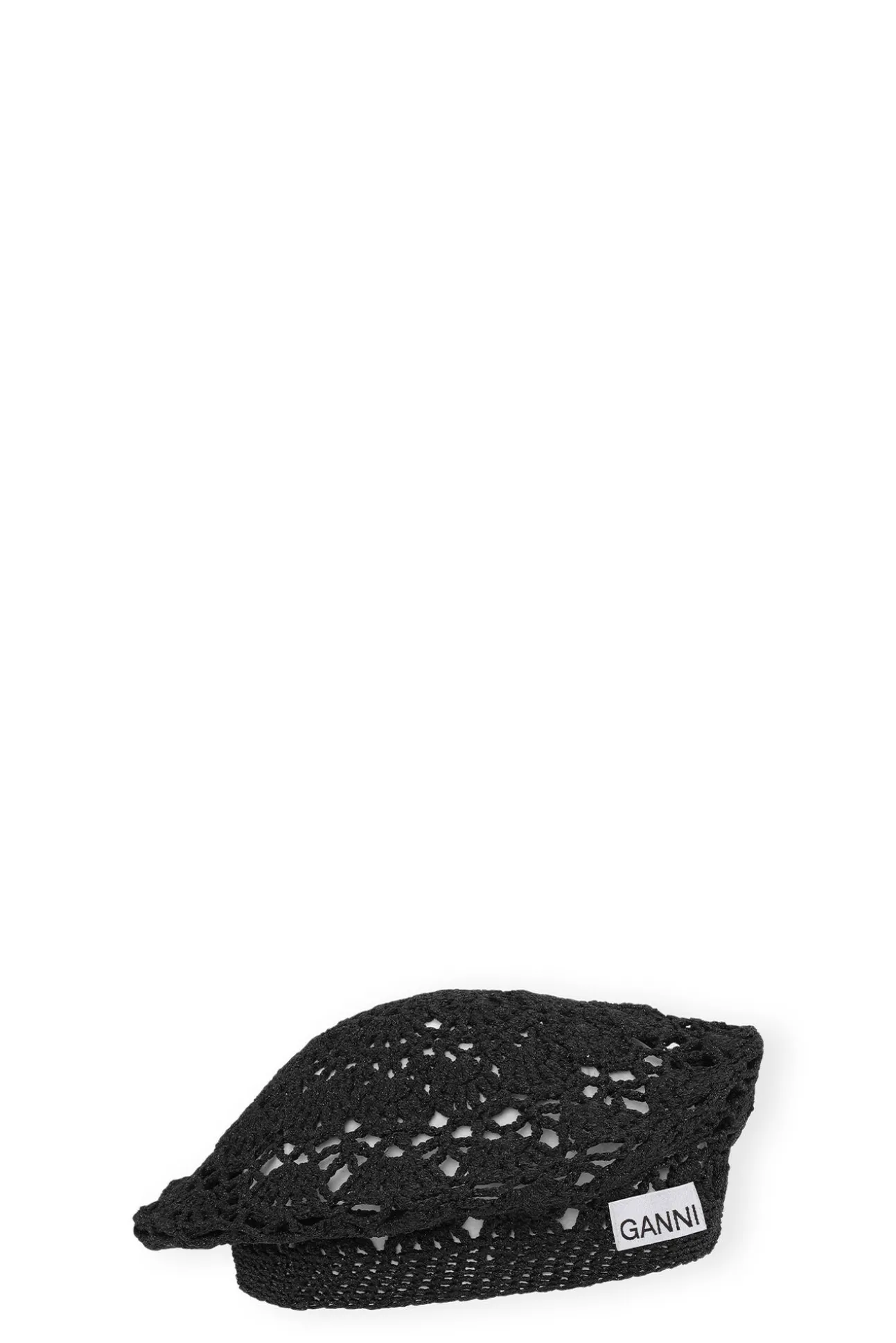 Cheap GANNI Gehakelte Metallic-Baskenmutze Black