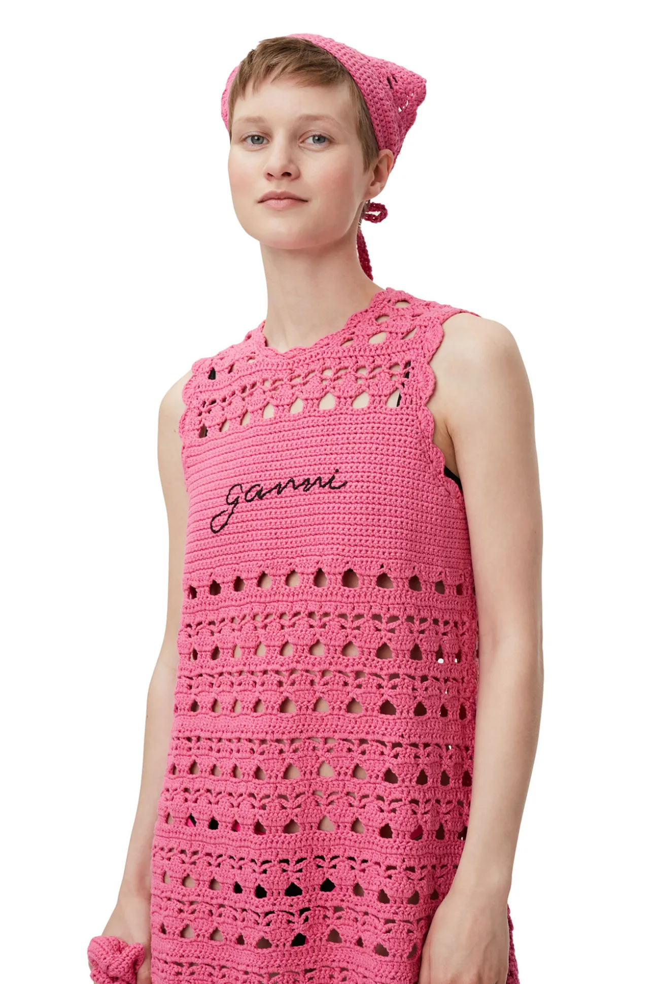 Discount GANNI Gehakelte Tunika Shocking Pink
