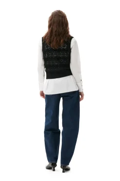 Sale GANNI Gehakelte Weste Mit V-Ausschnitt Black