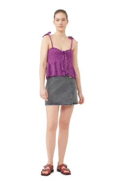 Hot GANNI Gehakeltes Bandeau-Tragertop Aus Velvet Sparkling Grape