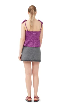 Hot GANNI Gehakeltes Bandeau-Tragertop Aus Velvet Sparkling Grape
