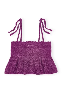 Hot GANNI Gehakeltes Bandeau-Tragertop Aus Velvet Sparkling Grape