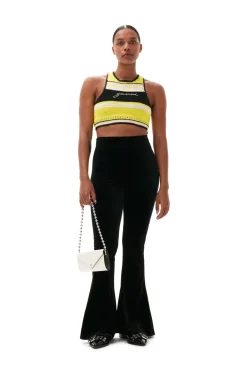 Clearance GANNI Gehakeltes Racerback-Bikinioberteil Golden Kiwi