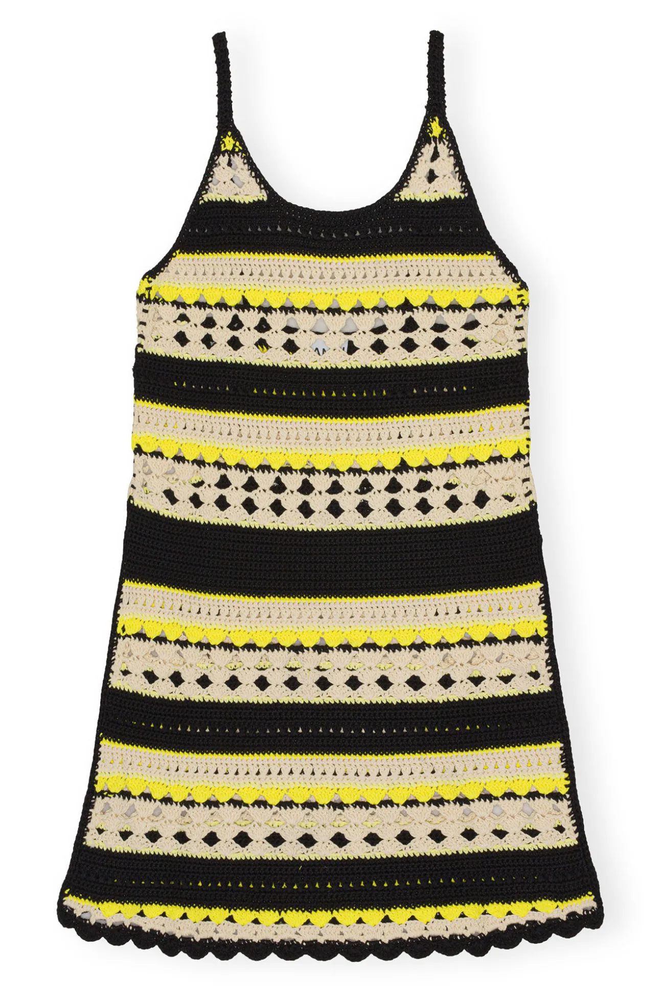 Shop GANNI Gehakeltes Slip-Kleid Golden Kiwi