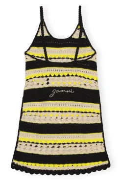 Shop GANNI Gehakeltes Slip-Kleid Golden Kiwi