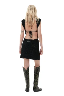 Online GANNI Gehakeltes Velvet-Minikleid Mit Offenem Rucken Black