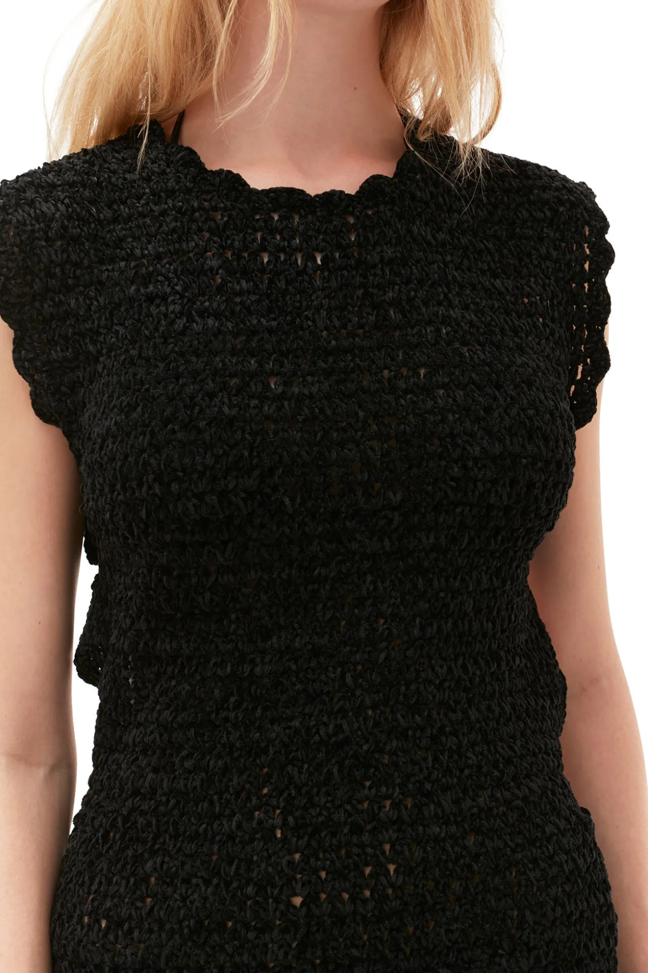 Online GANNI Gehakeltes Velvet-Minikleid Mit Offenem Rucken Black