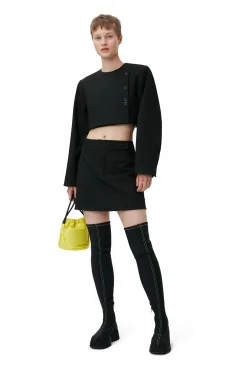 Discount GANNI Gekurzter Gestreifter Blazer Black