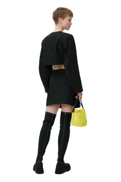 Discount GANNI Gekurzter Gestreifter Blazer Black