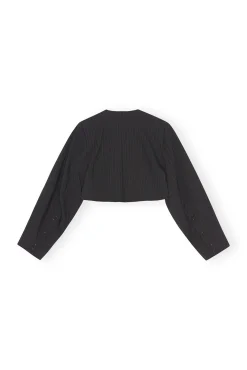 Discount GANNI Gekurzter Gestreifter Blazer Black