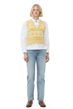 Flash Sale GANNI Gelbe Wool-Mix-Weste Maize
