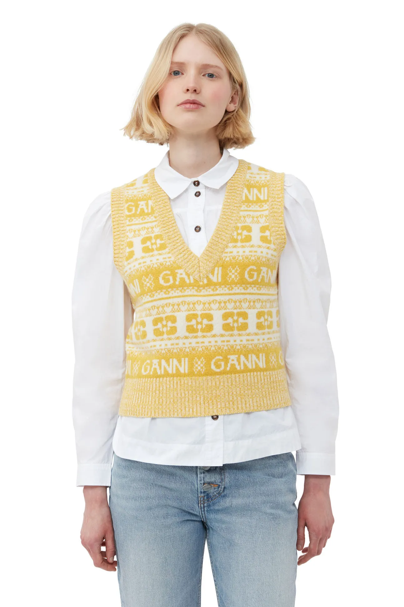 Flash Sale GANNI Gelbe Wool-Mix-Weste Maize