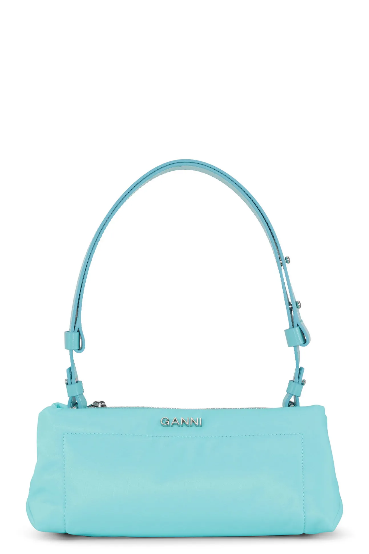 Shop GANNI Gepolsterte Baguette-Tasche Blue Curacao