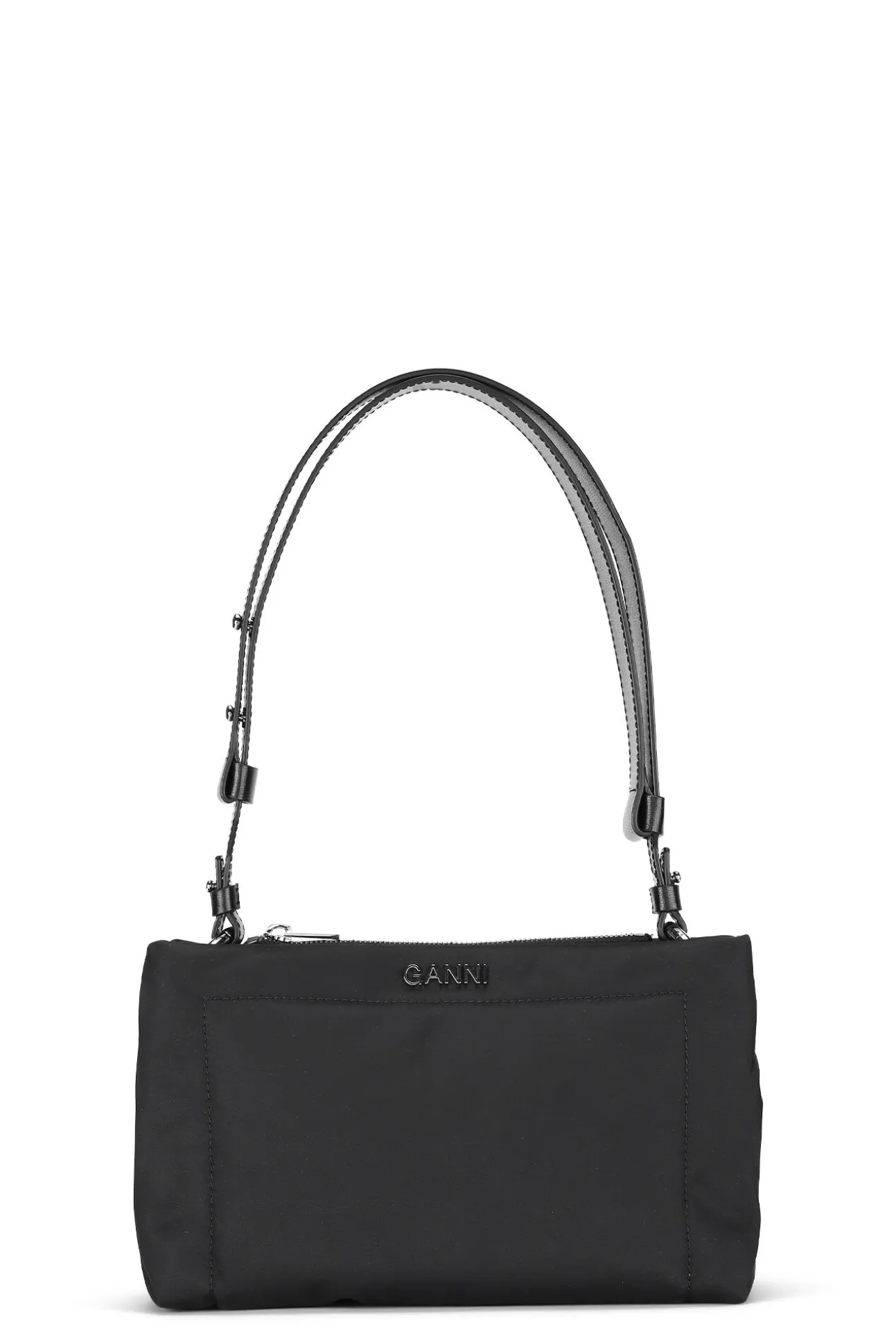 Sale GANNI Gepolsterte Mittelgrose Baguette-Tasche Black
