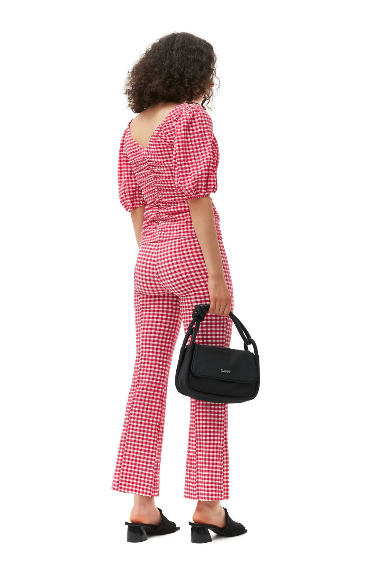 Online GANNI Geraffte Bluse Aus Seersucker Mit V-Ausschnitt Love Potion