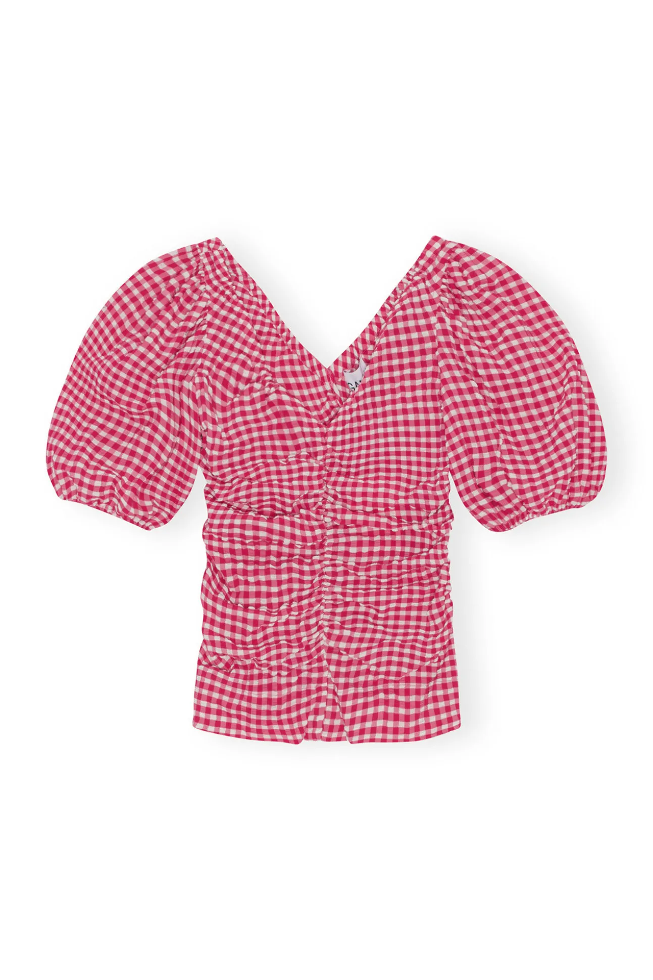 Online GANNI Geraffte Bluse Aus Seersucker Mit V-Ausschnitt Love Potion