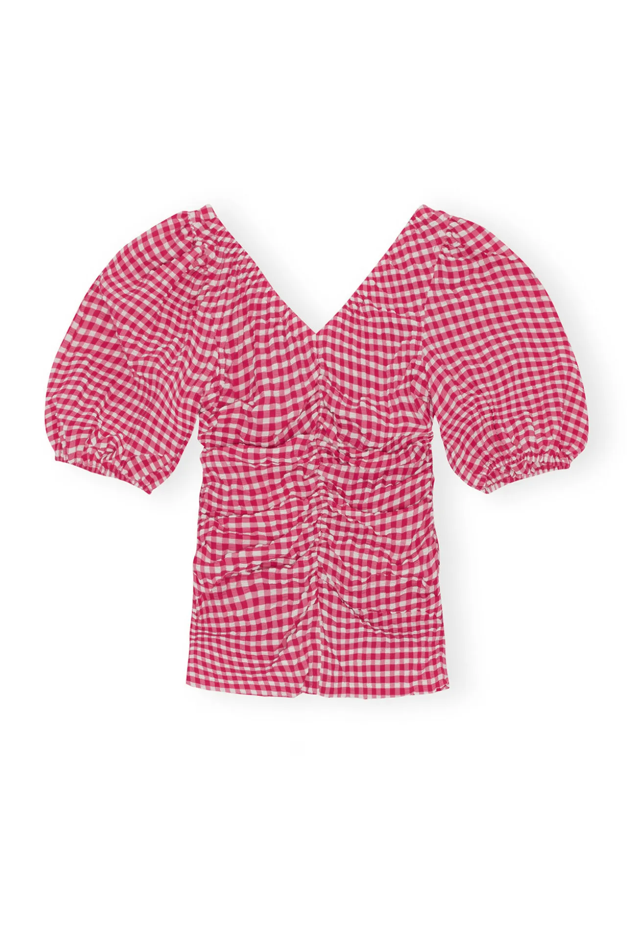 Online GANNI Geraffte Bluse Aus Seersucker Mit V-Ausschnitt Love Potion
