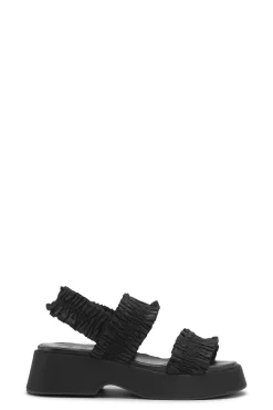 Outlet GANNI Gesmokte Flache Sandalen Black