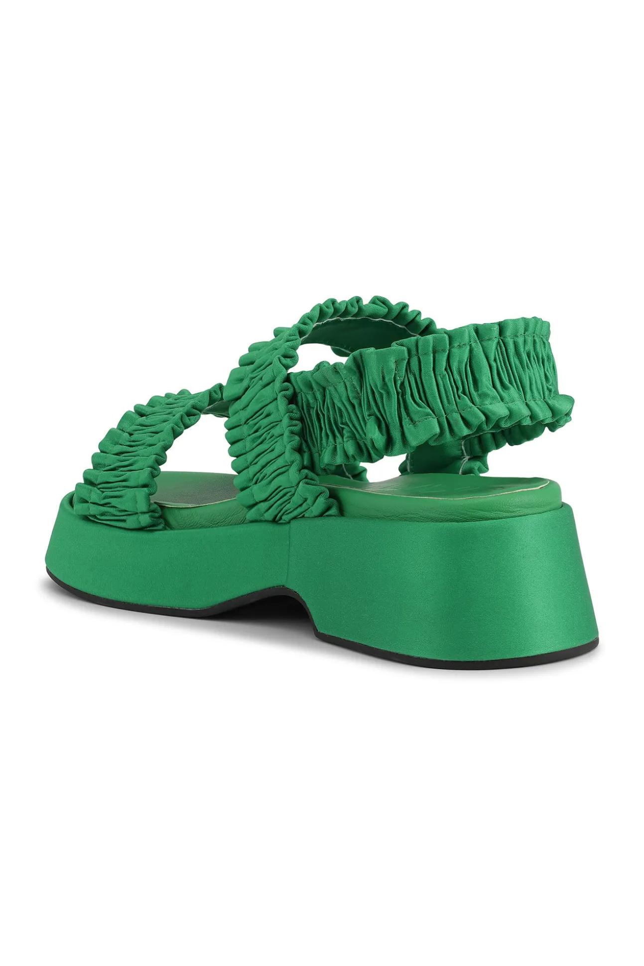Sale GANNI Gesmokte Flache Sandalen Kelly Green