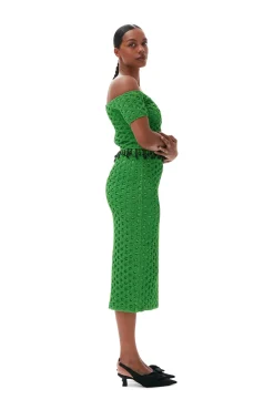 Best GANNI Gesmokter Satin-Rock Classic Green