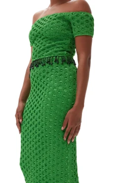Best GANNI Gesmokter Satin-Rock Classic Green