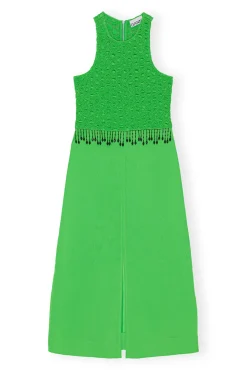 Best Sale GANNI Gesmoktes Maxikleid Aus Satin Classic Green