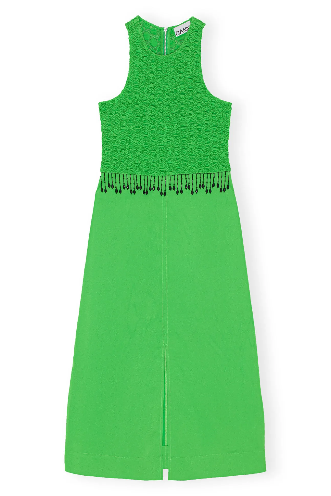 Best Sale GANNI Gesmoktes Maxikleid Aus Satin Classic Green