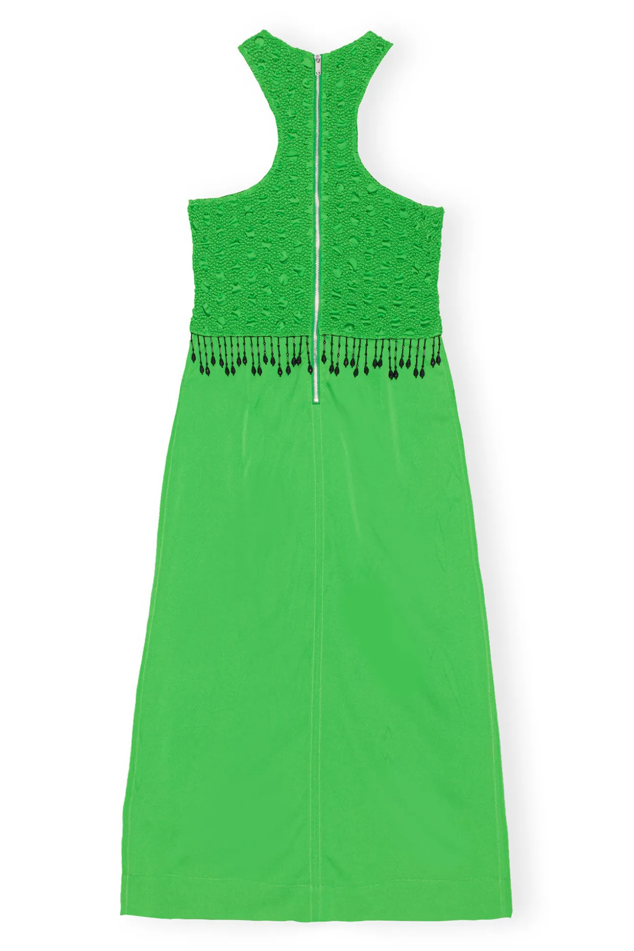 Best Sale GANNI Gesmoktes Maxikleid Aus Satin Classic Green