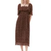 Discount GANNI Gesmoktes Midikleid Aus Plissiertem Georgette Rocky Road