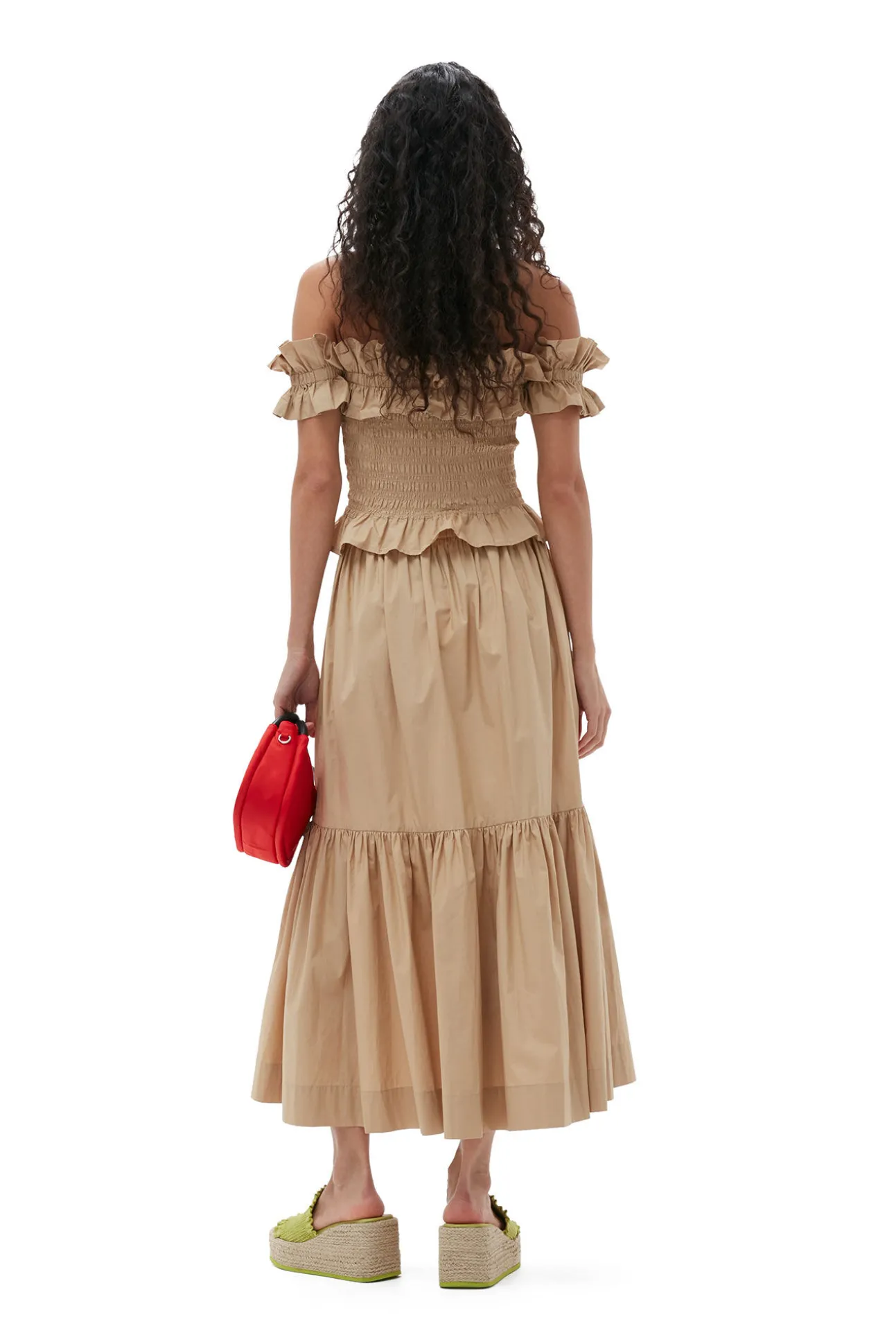 Cheap GANNI Gesmoktes Off-Shoulder-Oberteil Aus Cotton Poplin Curds And Whey