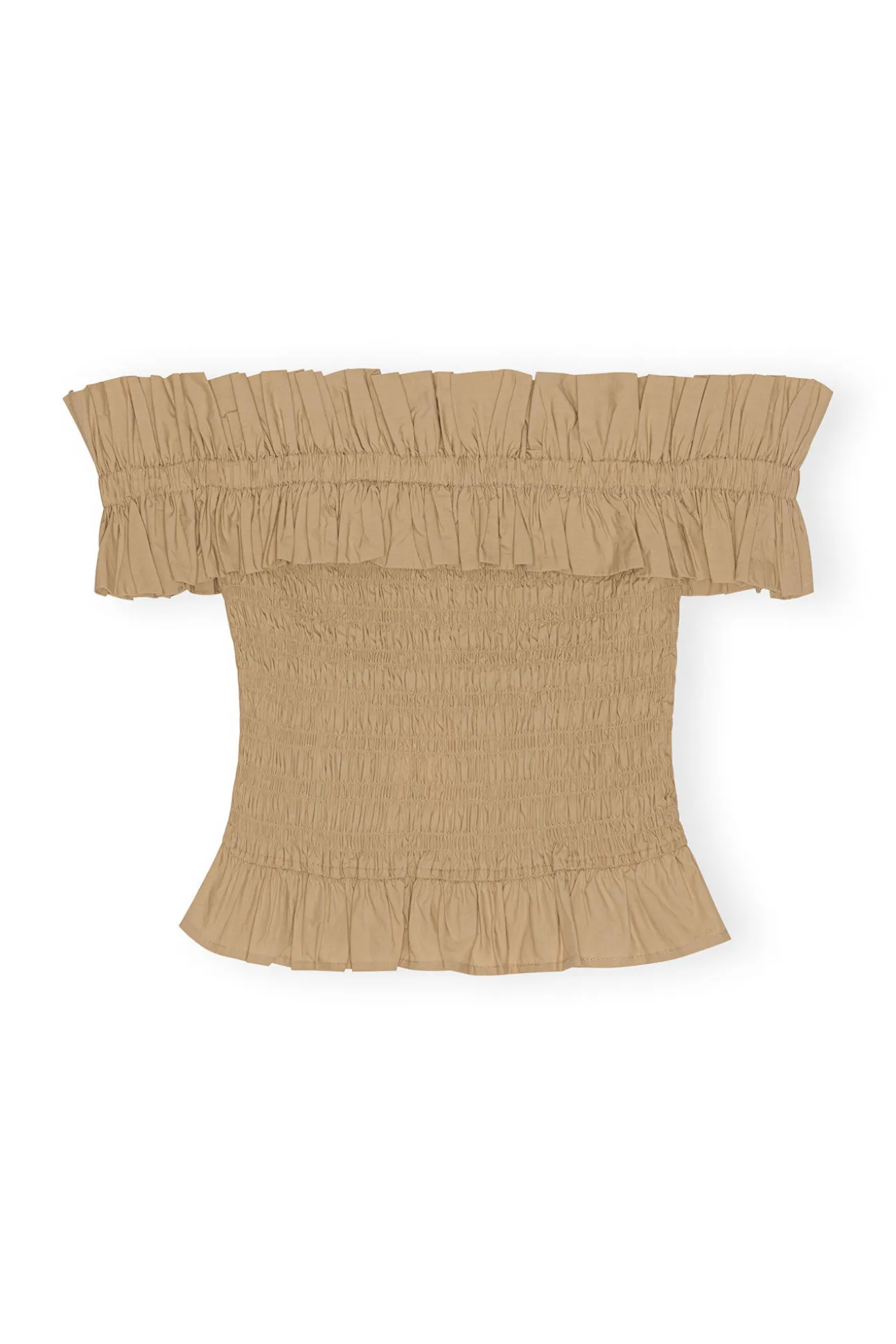 Cheap GANNI Gesmoktes Off-Shoulder-Oberteil Aus Cotton Poplin Curds And Whey
