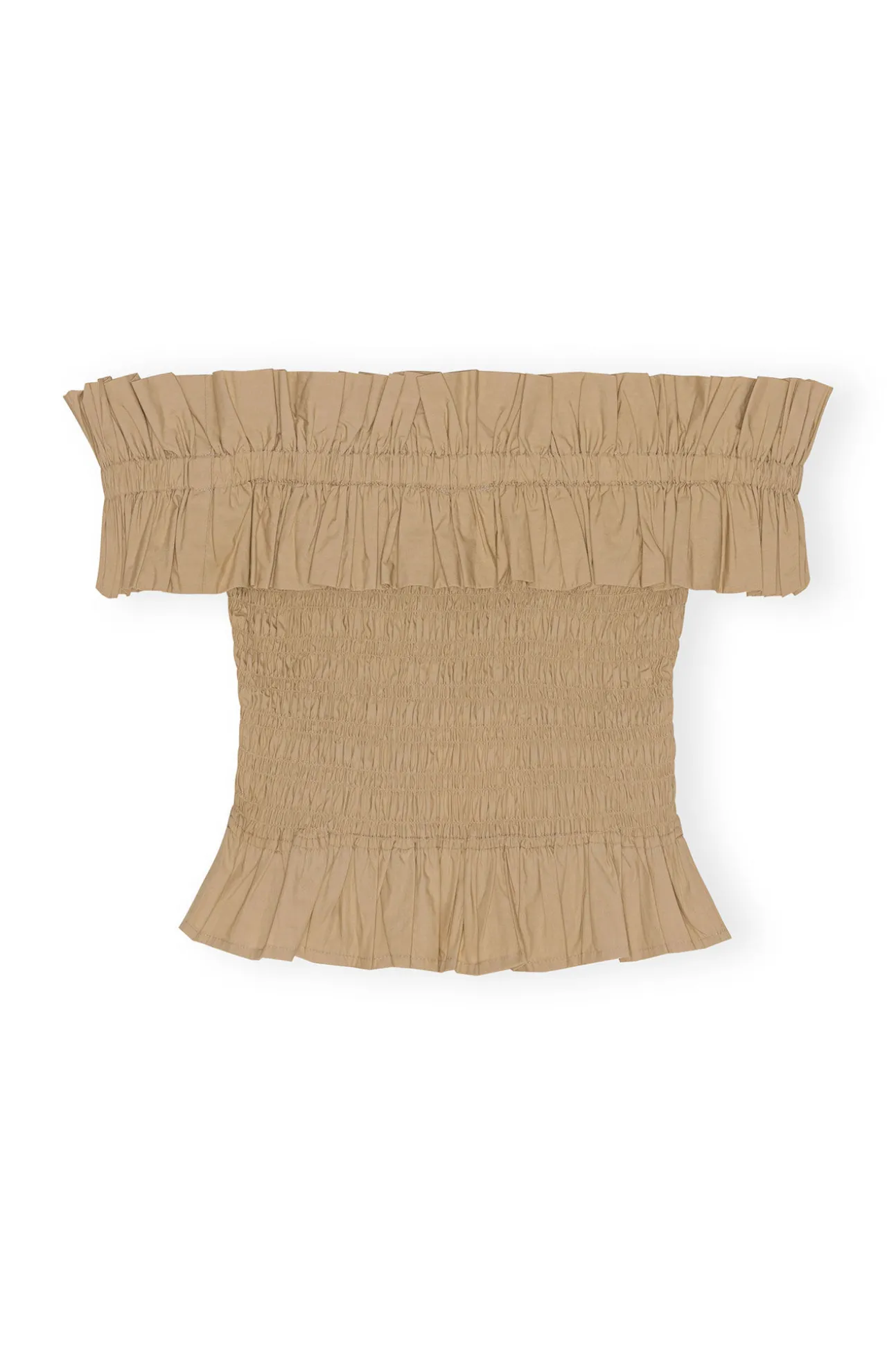 Cheap GANNI Gesmoktes Off-Shoulder-Oberteil Aus Cotton Poplin Curds And Whey