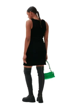 Cheap GANNI Gesmoktes Samt-Minikleid Black
