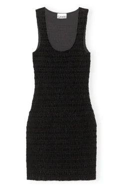 Cheap GANNI Gesmoktes Samt-Minikleid Black