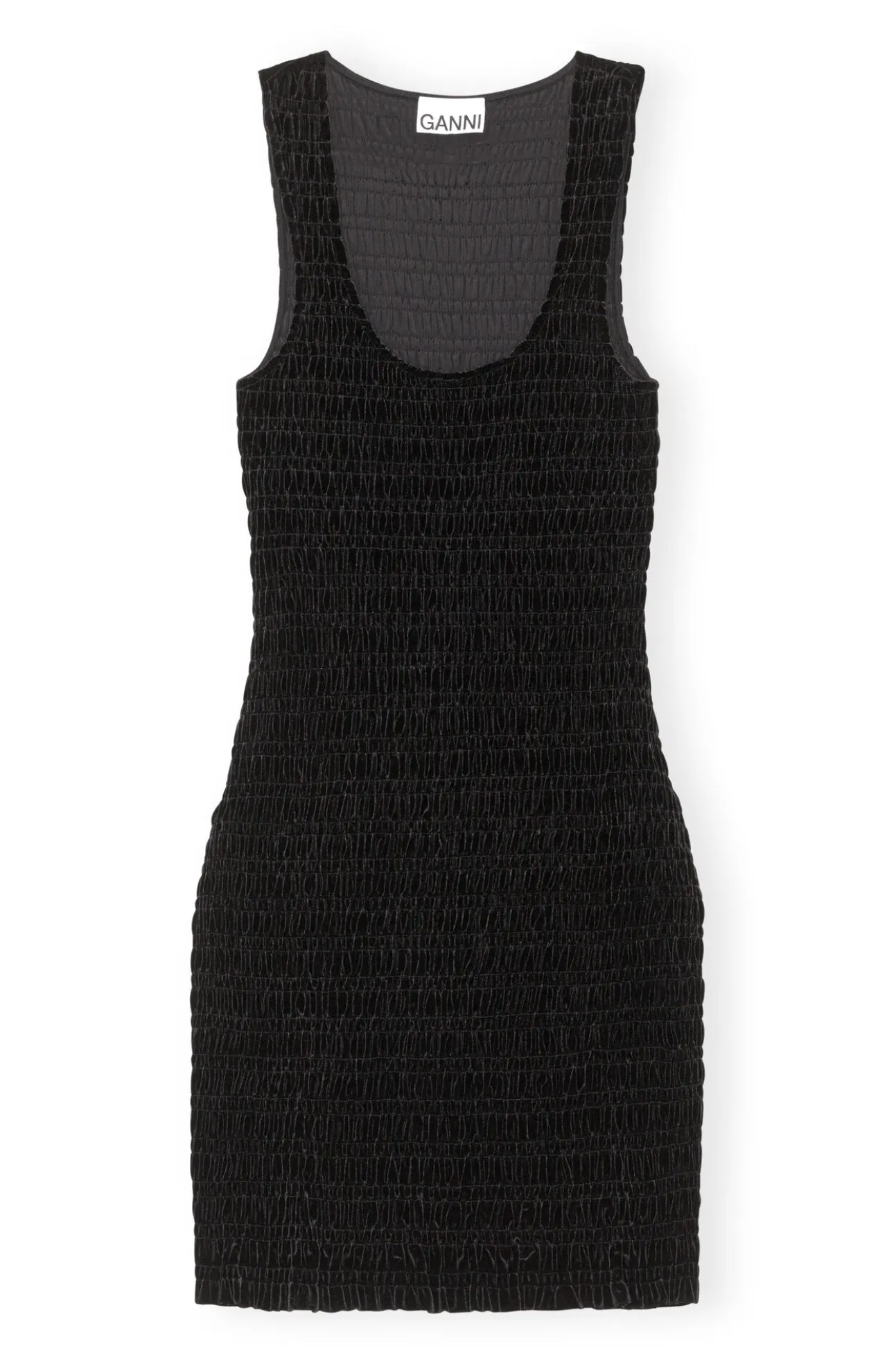 Cheap GANNI Gesmoktes Samt-Minikleid Black