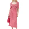 Fashion GANNI Gesmoktes Seersucker-Kleid Love Potion