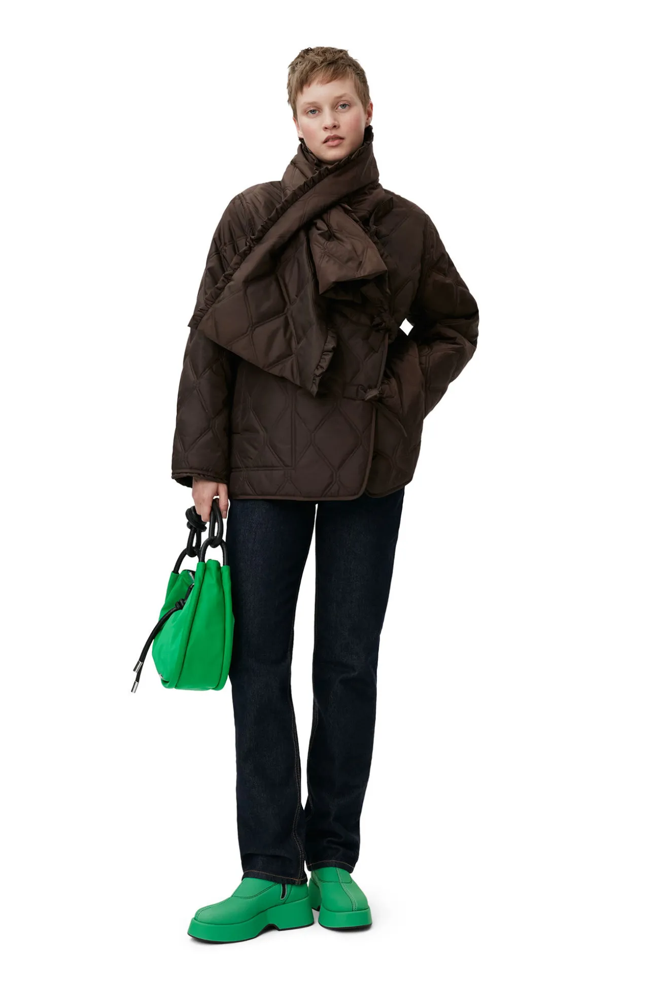 Online GANNI Gesteppte, Asymmetrische Ripstop-Jacke Mole