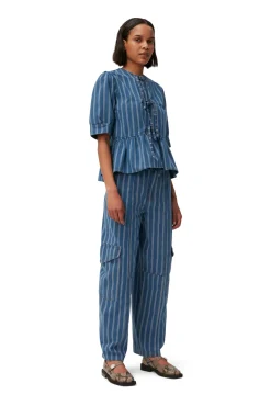 Discount GANNI Gestreifte Cargo-Hose Aus Denim Tint Wash