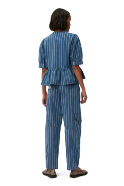 Discount GANNI Gestreifte Cargo-Hose Aus Denim Tint Wash