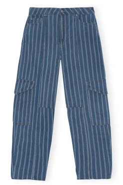 Discount GANNI Gestreifte Cargo-Hose Aus Denim Tint Wash