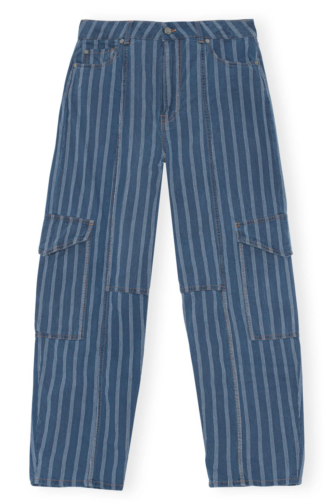 Discount GANNI Gestreifte Cargo-Hose Aus Denim Tint Wash