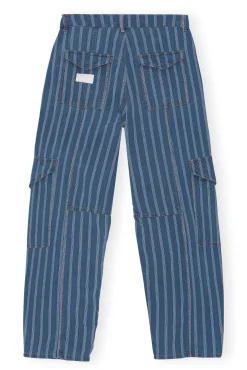 Discount GANNI Gestreifte Cargo-Hose Aus Denim Tint Wash