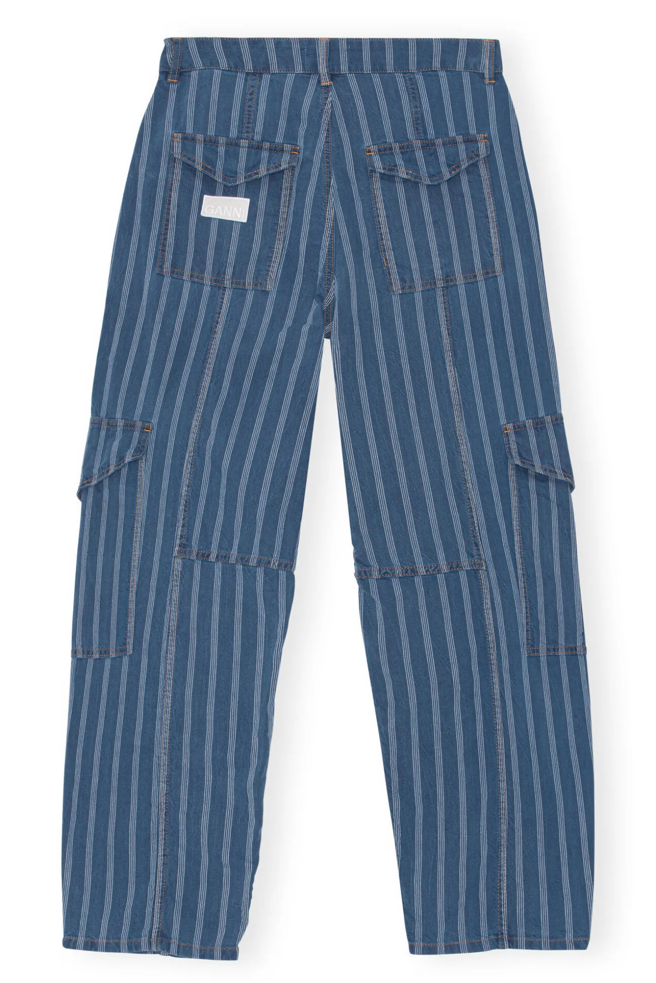 Discount GANNI Gestreifte Cargo-Hose Aus Denim Tint Wash
