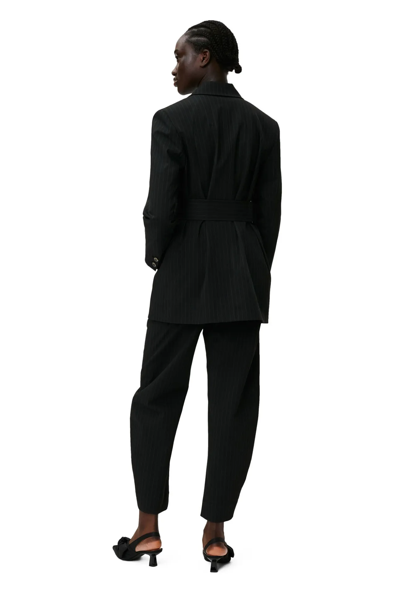 Sale GANNI Gestreifte Hose Mit Mittelhoher Taille Black