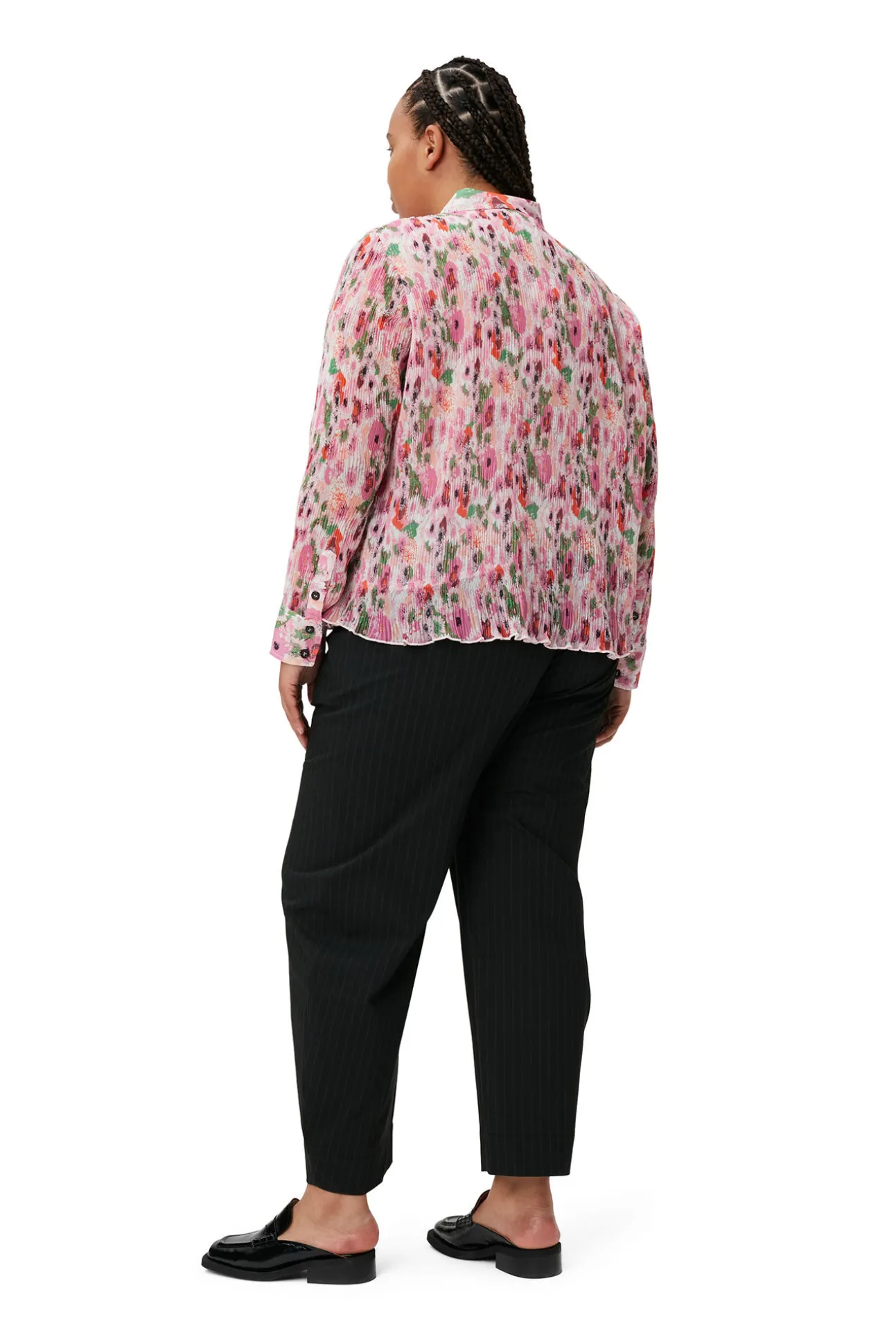 Sale GANNI Gestreifte Hose Mit Mittelhoher Taille Black