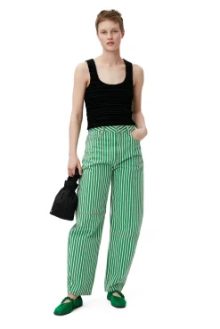 Discount GANNI Gestreifte Stary-Jeans Kelly Green